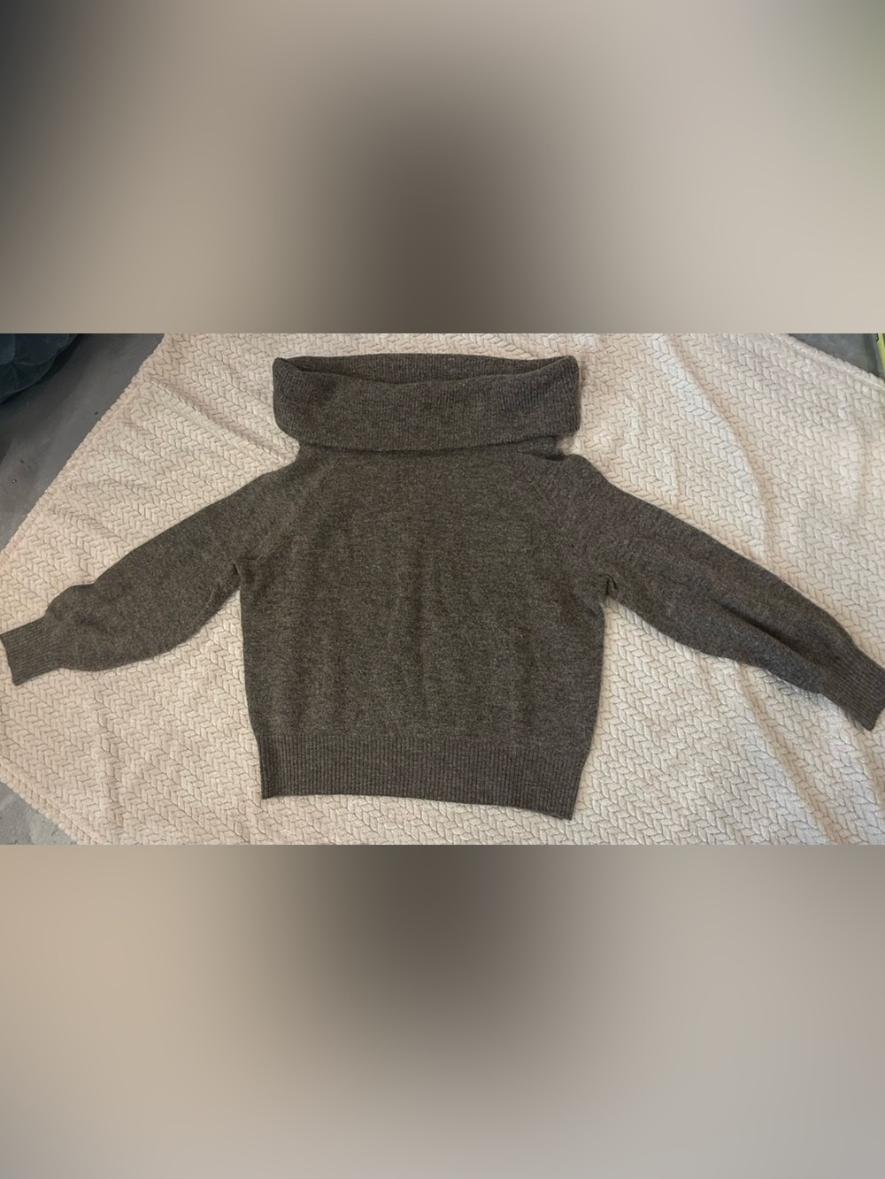 H&M Charcoal Green Fold-Over Cowl Neck Sweater